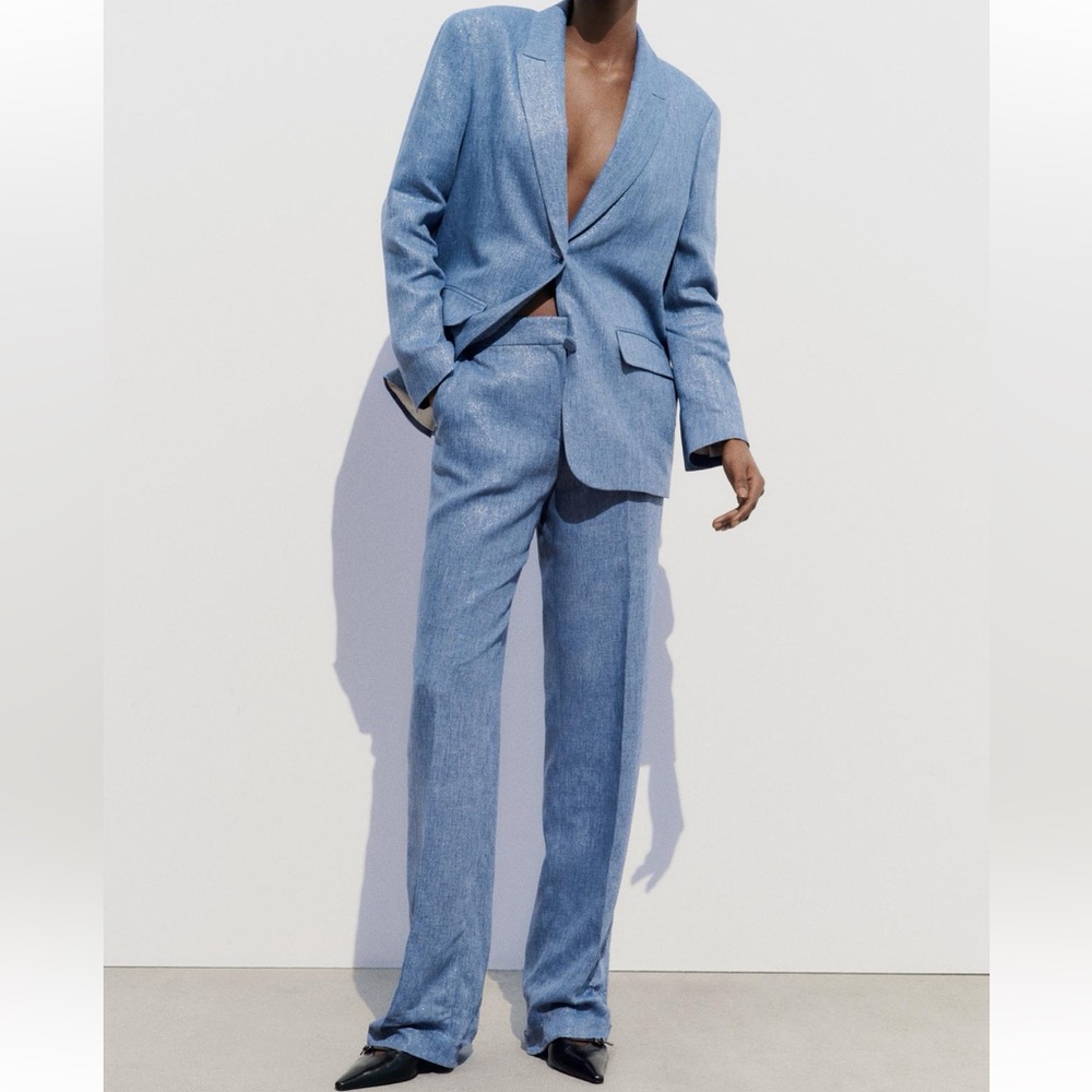 Blue linen / cotton suit